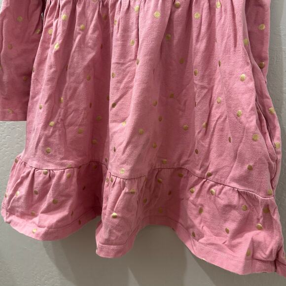 Mini Boden Pink Gold Polka Dot Ruffle Long Sleeve Dress - Picture 4 of 7